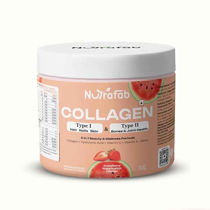 Collagen Type 1 & 2 Powder for Skin, Hair, Nails & Joint Health - 250gm