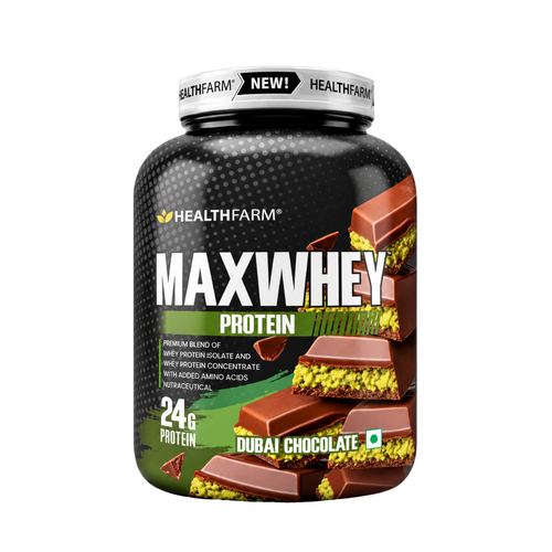 Healthfarm Max Whey Protein Powder – Dubai Chocolate 2kg