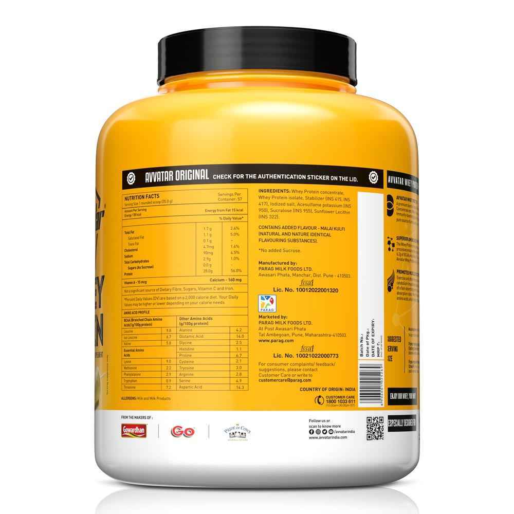 Avvatar Whey Protein | 2 Kg | Malai Kulfi Flavour