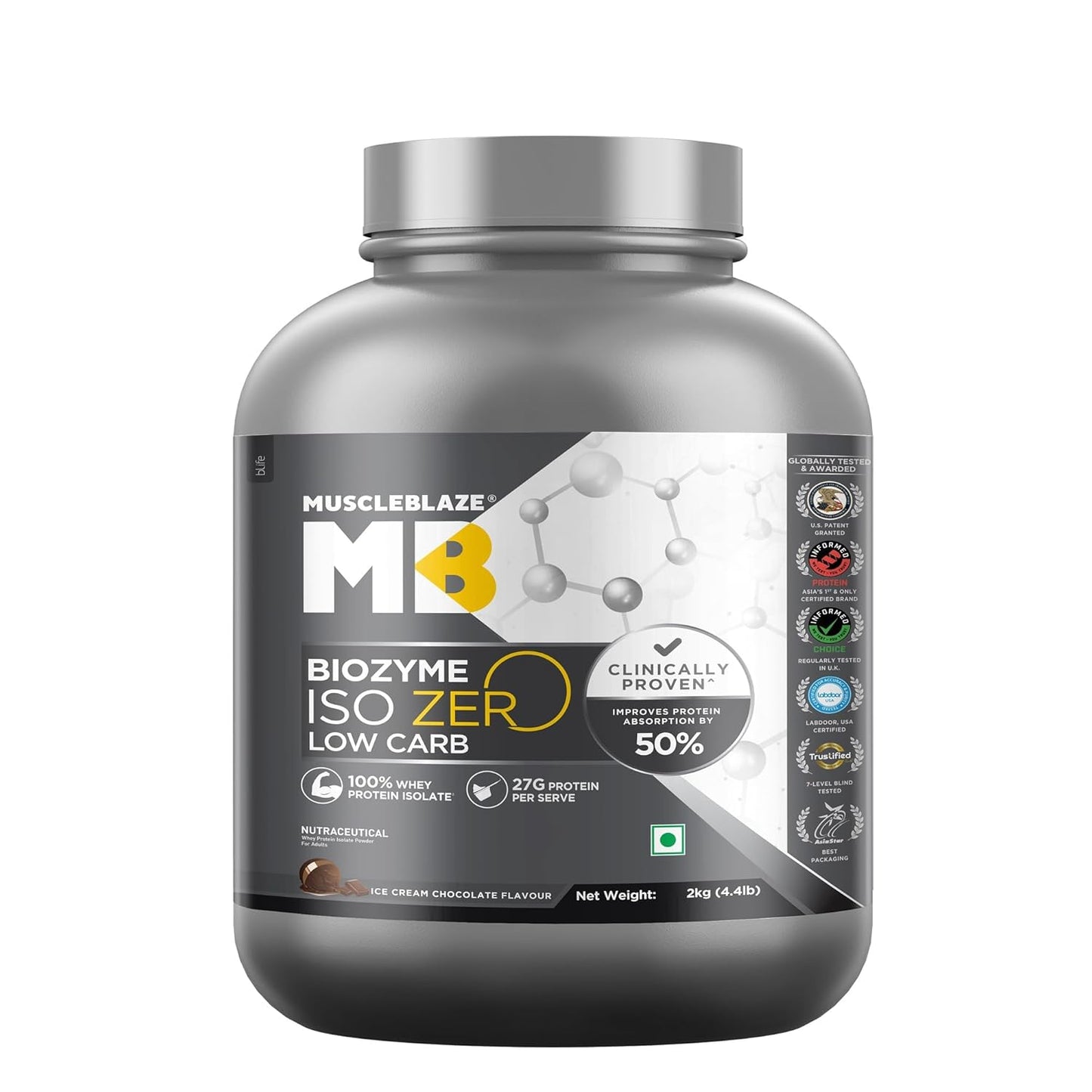 MuscleBlaze Biozyme Iso-Zero - Ice Cream Chocolate - 2kg
