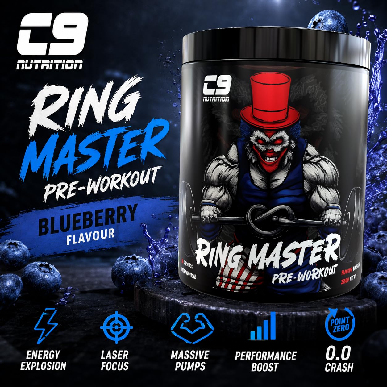 C9 Ring Master Pre-Workout Blueberry 30 Servings