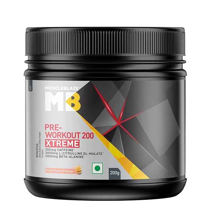 MuscleBlaze PRE Workout 200 Xtreme, 100 g (0.22 lb), fruit punch