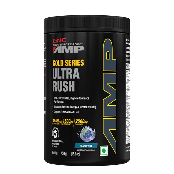 GNC Pro Performance AMP Gold Series Ultra Rush- Blue Berry