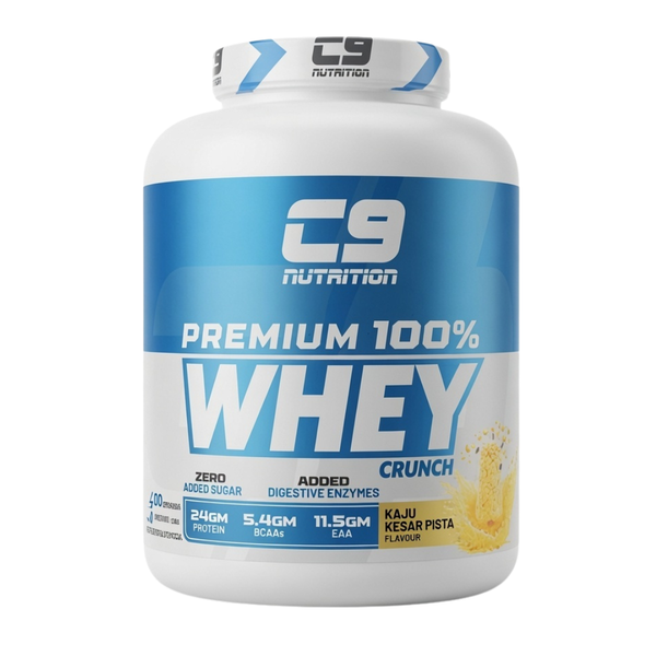 C9 Nutrition Premium 100% Whey Protein 2kg large economy pack in gourmet Kaju Kesar Pista flavor