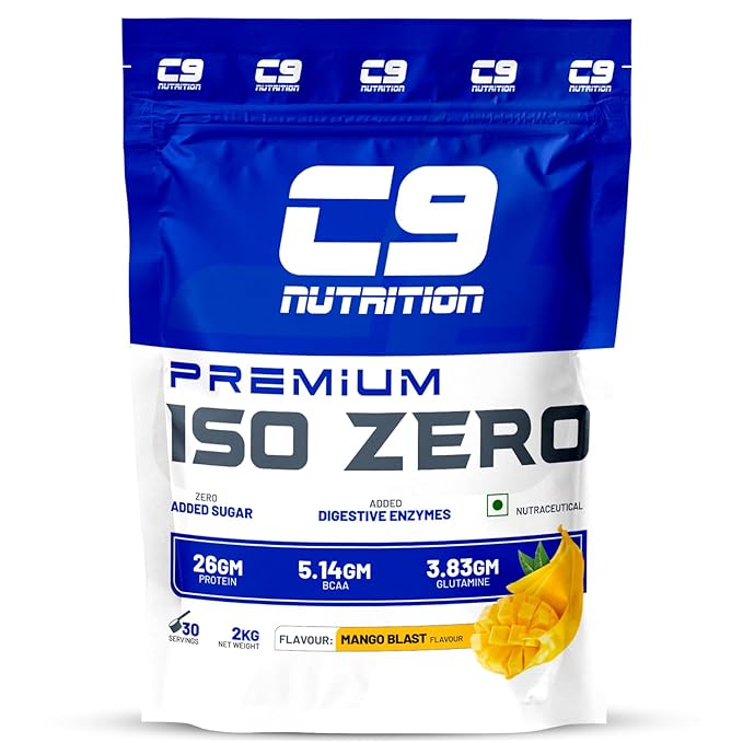 C9 Nutrition Premium ISO ZERO Whey Protein Isolate 1kg pouch in Mango Blast flavor