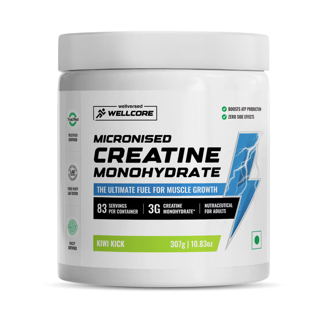 Wellcore Pure Creatine Kiwi Kick - Micronised Creatine Monohydrate-83 serving