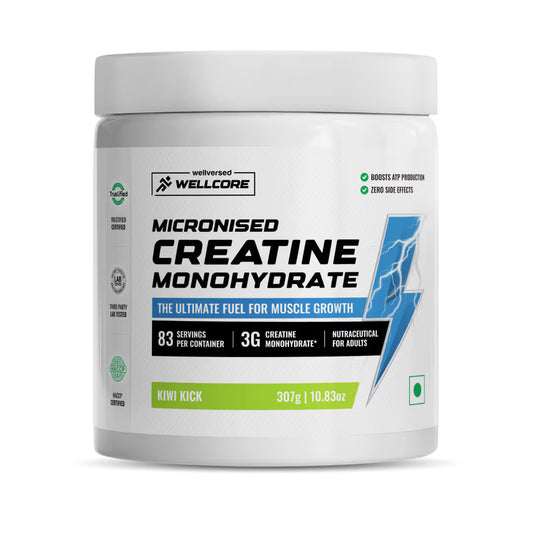 Wellcore Pure Creatine Kiwi Kick - Micronised Creatine Monohydrate-83 serving