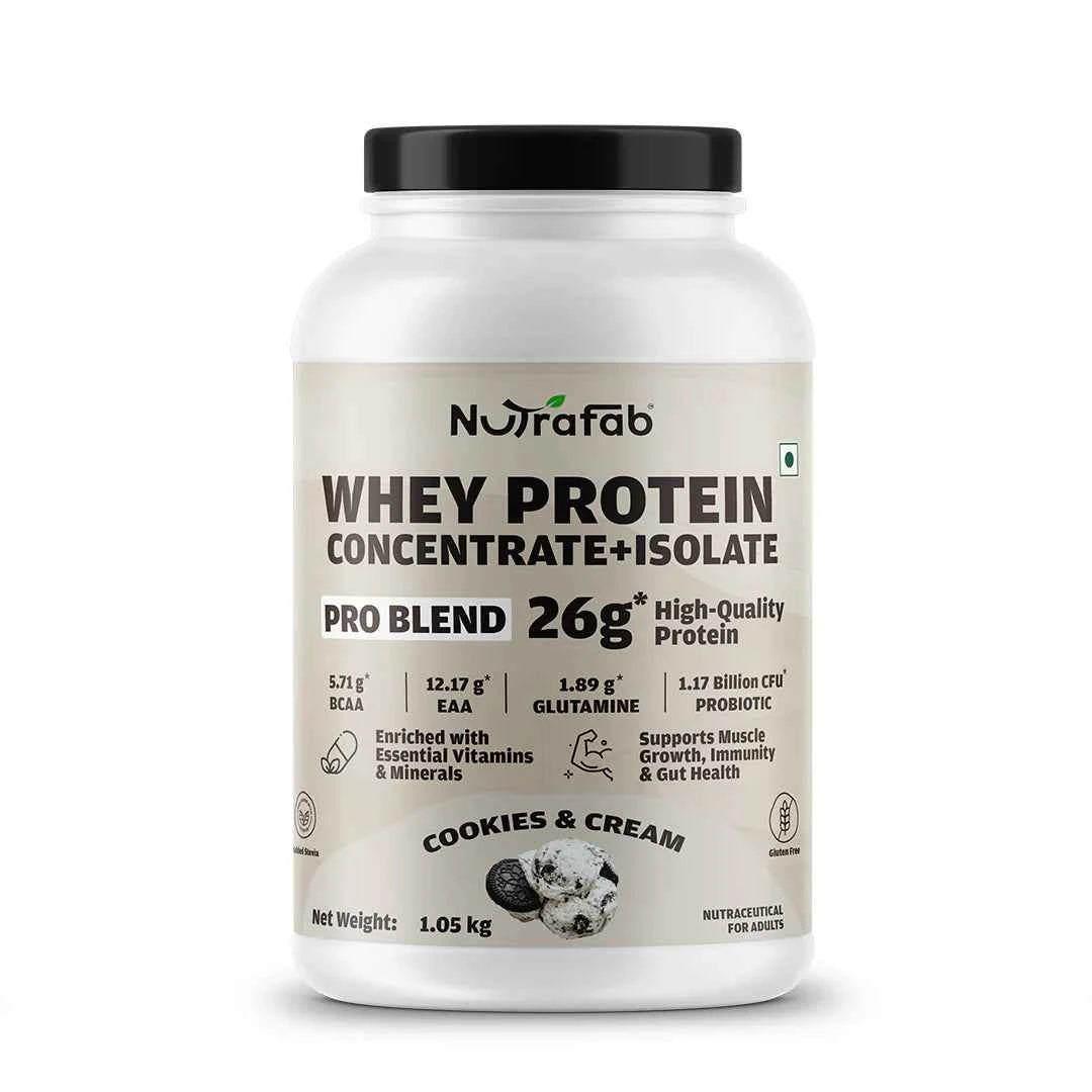 Nutrafab Whey Protein Concentrate & Isolate Pro Blend - 1.05 Kg | Cookies & Cream Flavour