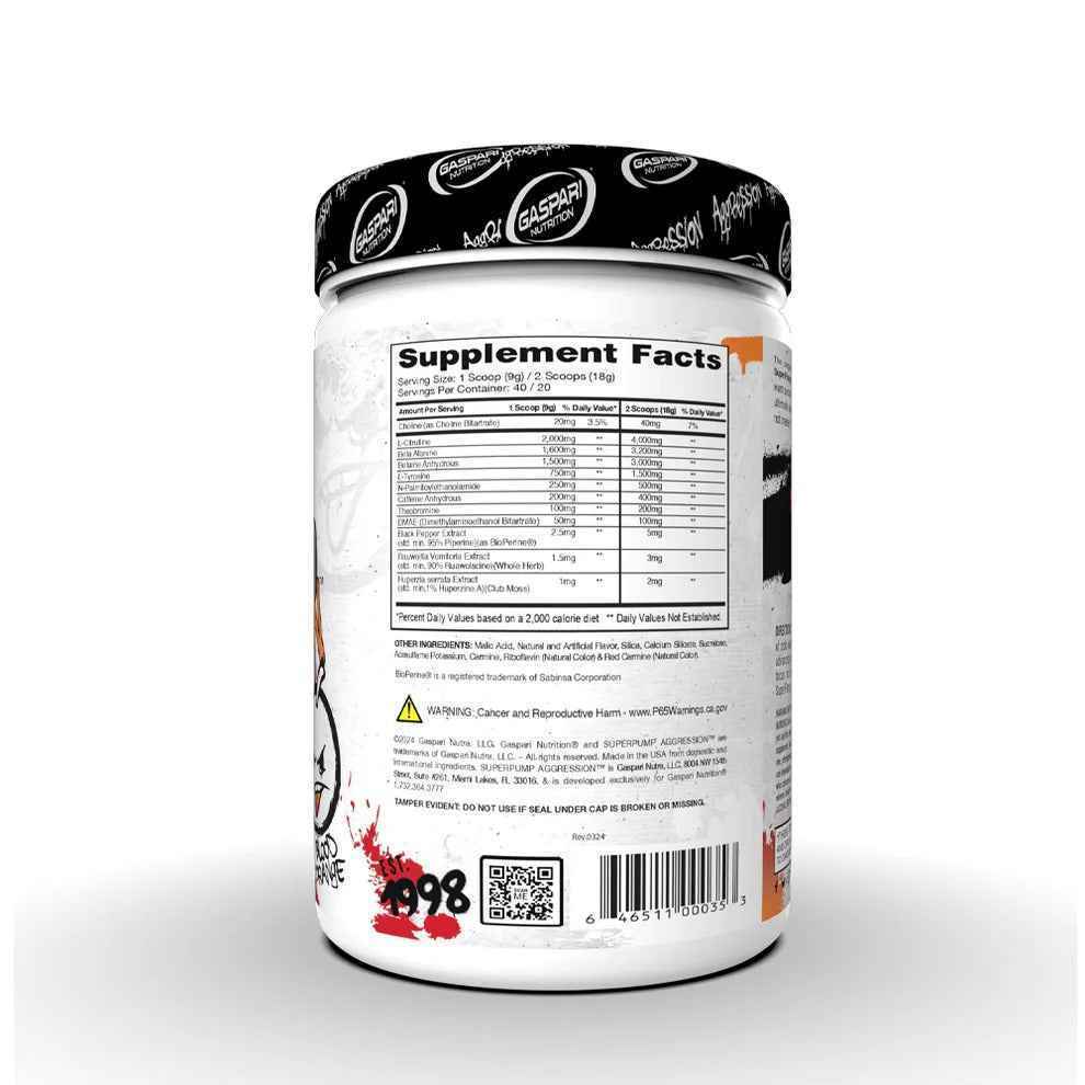 Gaspari Nutrition Super Pump Aggression Pre Workout | Fruit Punch Fury