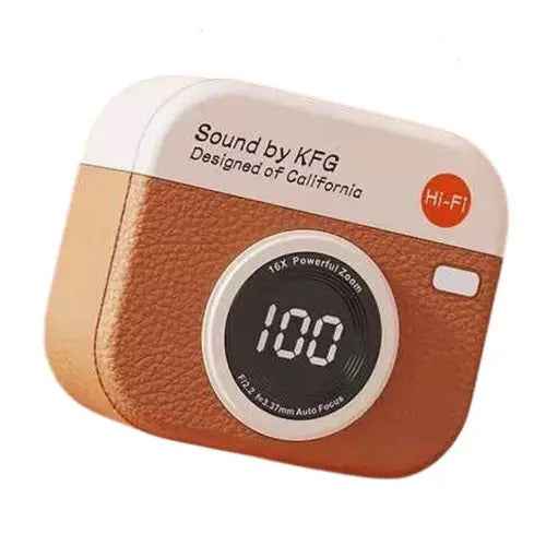 Retro Camera Hi-Fi Wireless Earbuds with LED Power Display
