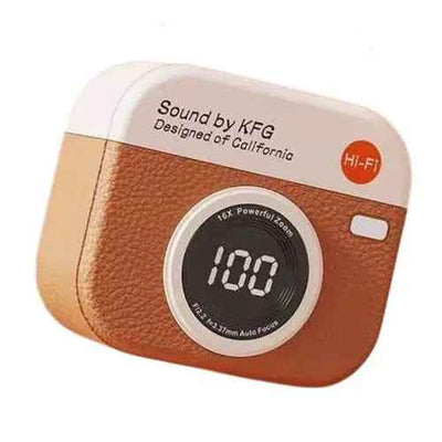 Retro Camera Hi-Fi Wireless Earbuds with LED Power Display