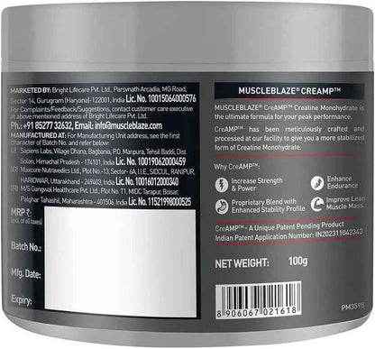 MuscleBlaze CreAMP™ Creatine Monohydrate Powder – Unflavoured (100g)