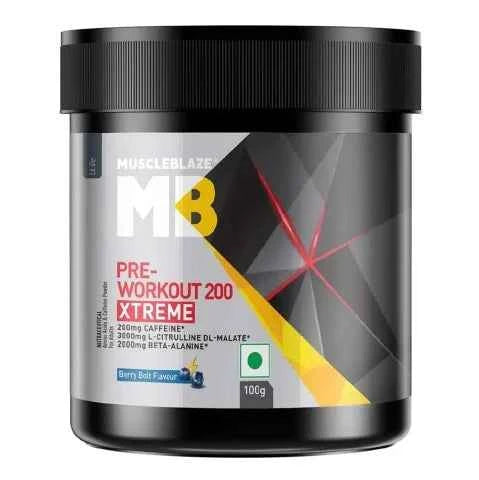 MuscleBlaze PRE Workout 200 Xtreme, 100 g (0.22 lb), Berry Bolt