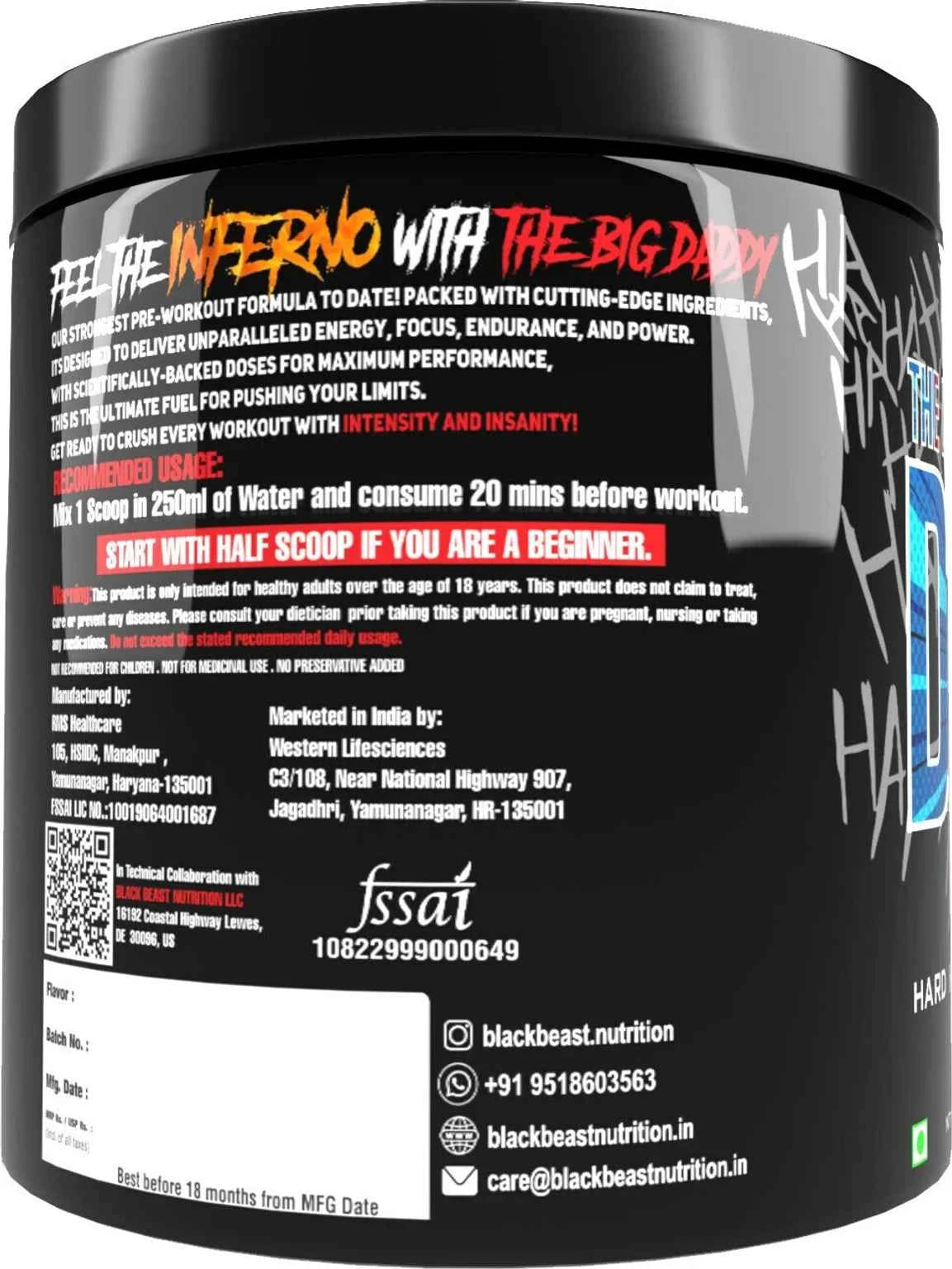 Black Beast The Big Daddy Inferno Pre Workout Psychopath Punch